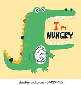 Crocodile  vector illustration for t-shirt design with slogan. Vector illustration design for fashion fabrics, textile graphics, prints.