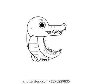Crocodile vector isolated outline icon. Crocodile animal vector icon. Crocodile icon 