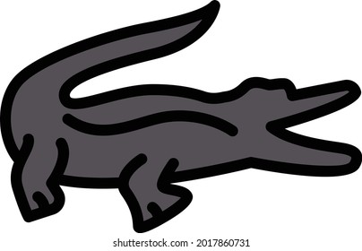 crocodile vector line colour icon