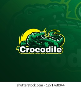 crocodile vector logo design mascot with modern illustration concept style for badge, emblem and tshirt printing. angry crocodile illustration.