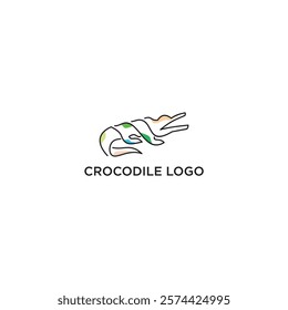 crocodile vector logo outline style