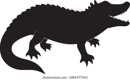crocodile vector silhouette artwork with editable ,