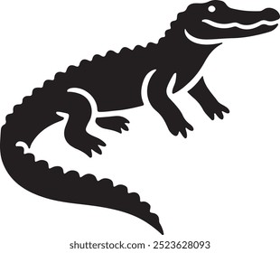 Silhueta vetorial de crocodilo , Ilustração de crocodilo , Arte com crocodilo Desenhada à mão