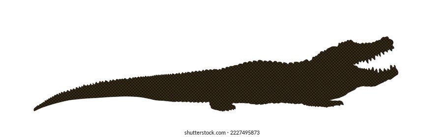 Krokodile Vektorsilhouette einzeln auf weißem Hintergrund. Alligatorsilhouette. Cayman formt Schatten. leistungsstarkes Reptilientier. Unter Wasserraubfressern Fleischfresser.