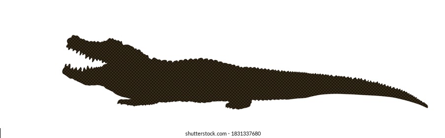 Crocodile vector silhouette isolated on white background. Alligator silhouette. Cayman shape shadow. powerful reptile  animal. Under water predator carnivore.