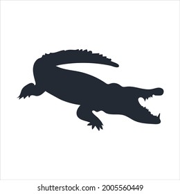 Crocodile Vector Silhouette isolated on white background.