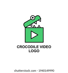 Crocodile video logo design. Easy to edit with vector file. Can use for your creative content. Especially about videography logo
