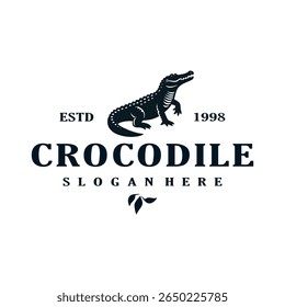 crocodilo vintage logotipo design vetor modelo ilustração