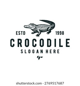 crocodile vintage logo design vector template illustration