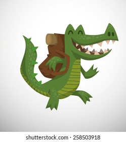 Crocodile walking, vector