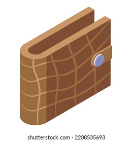 Icono de la cartera de cocodrilos. Isometric del icono del vector de la cartera de cocodrilo para el diseño web aislado en fondo blanco