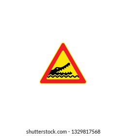 crocodile warning sign on a white background