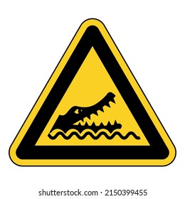 crocodile warning sign vector illustration,isolated on white background,top view