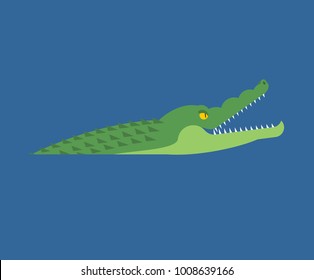 Crocodile in water. Alligator in river. Predator animal. Vector illustration

