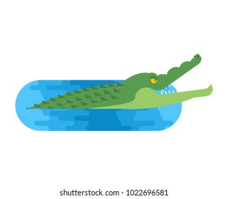 Crocodile in water. Alligator in river. Predator animal. Vector illustration
