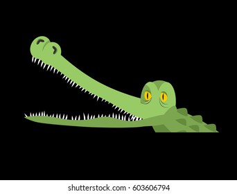 Crocodile in water. Alligator in river. Water reptile predator
