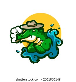crocodile in water while smoking is on vacation