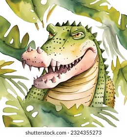 Crocodile in Watercolour illustration vector