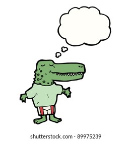 Krokodil mit Kleider-Cartoon