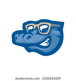 Crocodile wearing Glasses Cartoon Mascot Logo for Team Sports