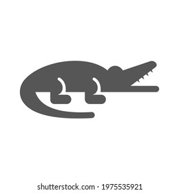 Crocodile Wild Animal Icon Black and White Vector Graphic