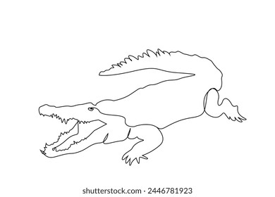 crocodile wild animal one line art design vector