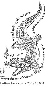 "Crocodile Yant" é uma tatuagem tailandesa com a imagem de um crocodilo, simbolizando poder, força e proteção. Acredita-se que fornece ao usuário a invulnerabilidade e afasta os espíritos malignos.