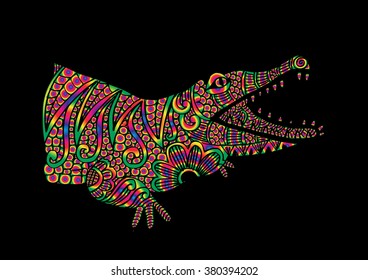  Crocodile. Zentangle style vector illustration.