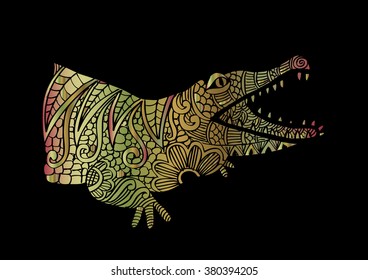  Crocodile. Zentangle style vector illustration.