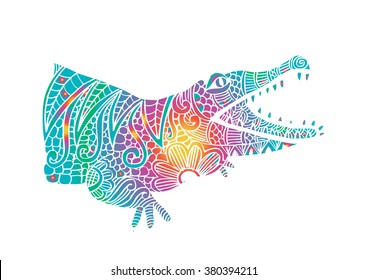  Crocodile. Zentangle style vector illustration.