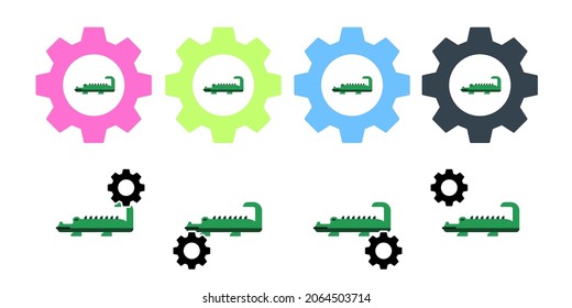 Crocodile, zoo, reptile vector icon in gear set illustration for ui and ux, website or mobile application