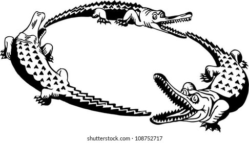 Crocodiles biting each other.