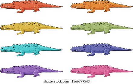 Crocodiles in different colors illustration