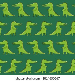 Crocodiles, hand drawn backdrop. Colorful seamless pattern with animals. Decorative cute wallpaper, good for printing. Overlapping background vector. Design illustration