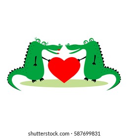 Crocodiles in love vector illustration