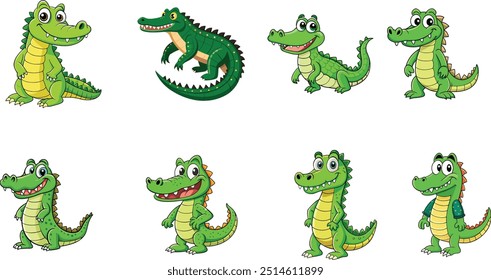 Crocodiles Set for design in cartoon style
