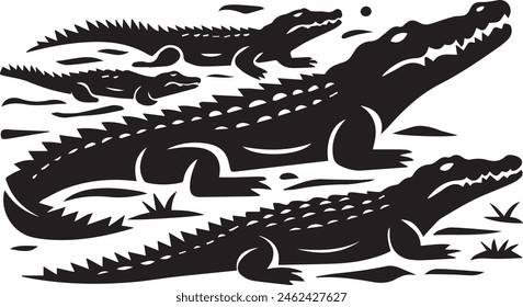 Crocodiles Silhouette Vector Illustration Design
