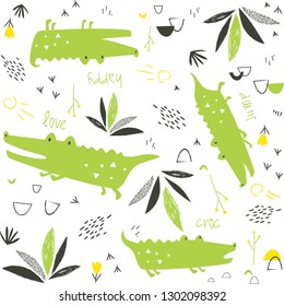 
Crocodiles vector pattern