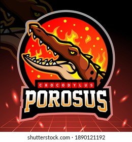Crocodylus porosus mascot. esport logo design