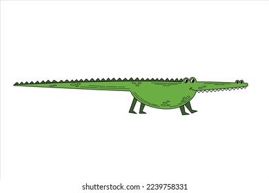 Crocoldile, alligator. Flat vector doodle.