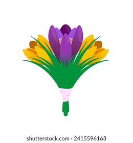 Crocus bouquet Ilustración del vector aislada en fondo blanco