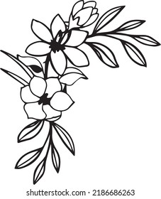 Vector de esquina crocus, imágenes clip Art, negro y blanco