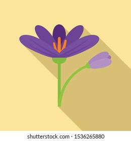 Crocus Flower Icon. Flat Illustration Of Crocus Flower Vector Icon For Web Design