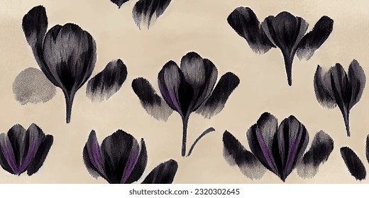 Crocus Flower ikat tribal boho ata los colores de la mueca flor papel de pared sin costura. Motif étnica hecha a mano bello arte Ikat. Arte de fondo étnico abstracto floral rosa. 