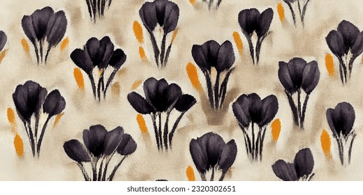 Crocus flower ikat tribal boho ata los colores de la mueca flor papel de pared sin costura. Motif étnica hecha a mano bello arte Ikat. Arte de fondo étnico abstracto floral rosa. 