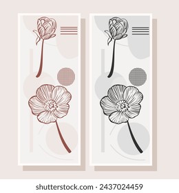 Ilustración del contorno de la flor del croco, vector de diseño plano