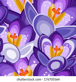 crocus flower seamless background. EPS 10. No transparency. No gradients.