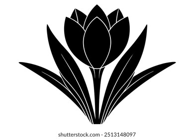 Crocus Blume Silhouette auf Vektorgrafik. 