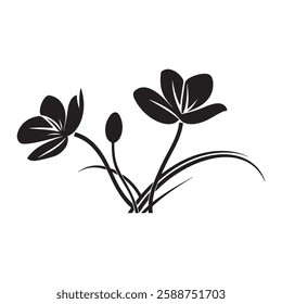 crocus flower silhouette vector icon illustration