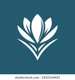 Crocus flower. Simple modern flat round logo, icon. Blue green colors